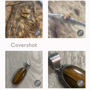 Tigers Eye HUGE 925 Statement Pendant+925 Liquid silver necklace+🐅👀earrings